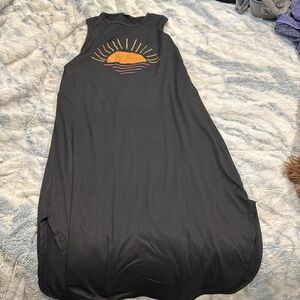 Black Sleeveless Maxi Dress with Sun Design